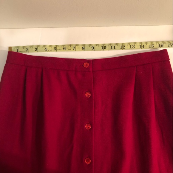 Margaret Smith Wool Skirt Womens 16 Button Down with lining Red - Picture 9 of 10